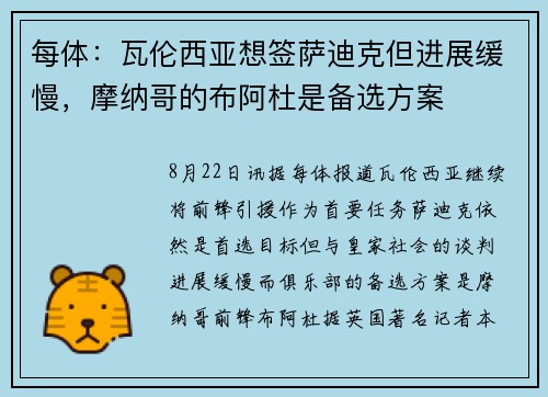 每体:瓦伦西亚想签萨迪克但进展缓慢,摩纳哥的布阿杜是备选方案 每体:瓦伦西亚想签萨迪克但进展缓慢,摩纳哥的布阿杜是备选方案