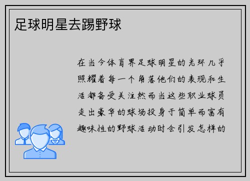 足球明星去踢野球